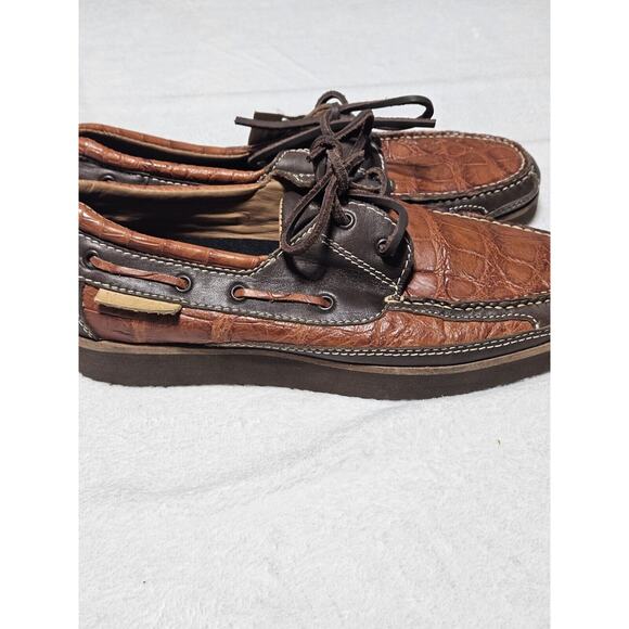 Vaccari Loafers moccasins Boat Shoes 100% Cow Goat Leather Brown Sze 11 main image 4
